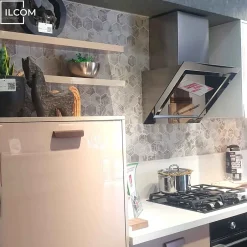 Ilcom Mosaïque en verre pressé sur filet pour salle de bain et cuisine 43.5cm x 32cm - Botanic Beige Garden Matt