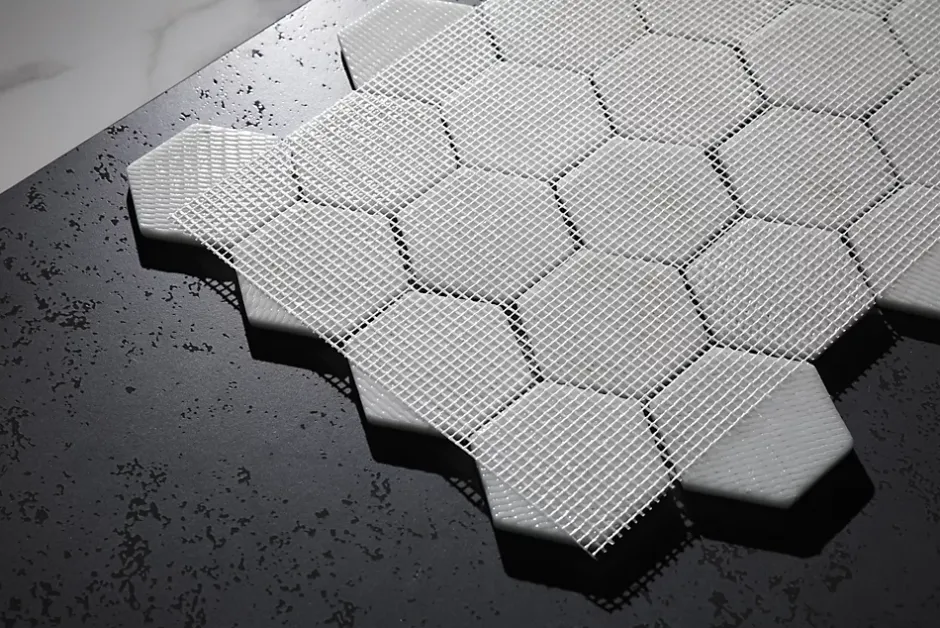 Ilcom Mosaïque en verre pressé sur filet pour salle de bain et cuisine 43.5cm x 32cm - Botanic Green Garden Matt