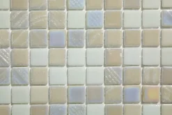 Mosaïque en verre pressé sur maille pour piscine 32.5cm x 51.5cm - Alves Blend White (0,167m²)-Ilcom Online
