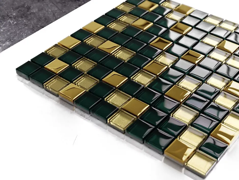 Ilcom Mosaïque en verre sur filet pour salle de bain ou cuisine 30 cm x 30 cm - Saint Patrick