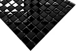 Mosaïque en verre sur filet pour salle de bain ou cuisine 30 cm x 30 cm - Black obsidian-Ilcom Outlet