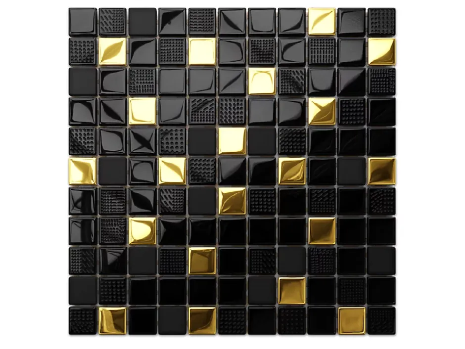 Mosaïque en verre sur filet pour salle de bain ou cuisine 30 cm x 30 cm - Volcano gold-Ilcom Hot