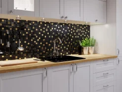 Mosaïque en verre sur filet pour salle de bain ou cuisine 30 cm x 30 cm - Volcano gold-Ilcom Hot