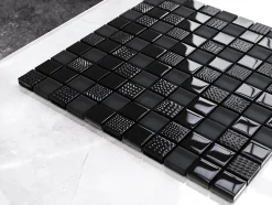 Mosaïque en verre sur filet pour salle de bain ou cuisine 30 cm x 30 cm - Carbon-Ilcom New
