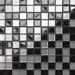 Mosaïque en verre sur filet pour salle de bain ou cuisine 30 cm x 30 cm - Starry black-Ilcom Clearance