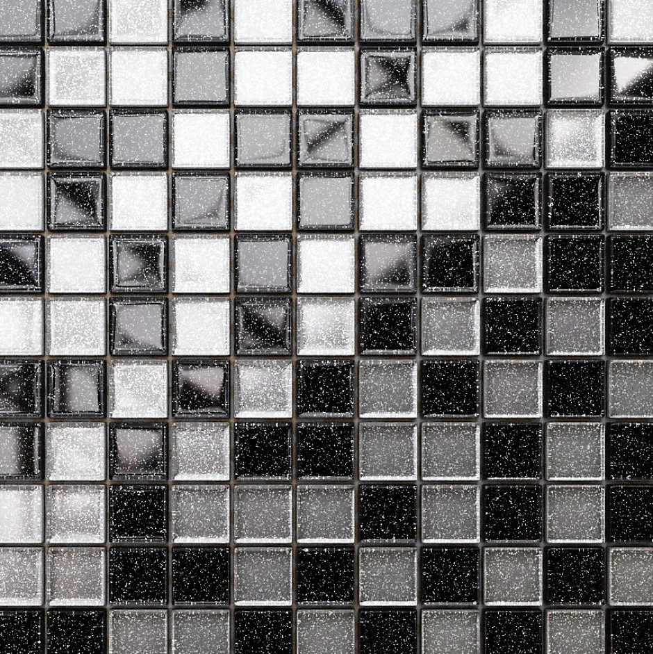 Mosaïque en verre sur filet pour salle de bain ou cuisine 30 cm x 30 cm - Starry black-Ilcom Clearance