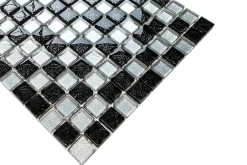 Mosaïque en verre sur filet pour salle de bain ou cuisine 30 cm x 30 cm - Starry black-Ilcom Clearance