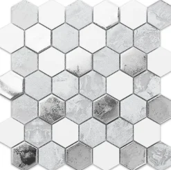 Ilcom Mosaïque en verre sur filet pour salle de bain ou cuisine 30.0cm x 30.3cm - Grey lava