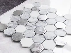 Ilcom Mosaïque en verre sur filet pour salle de bain ou cuisine 30.0cm x 30.3cm - Grey lava