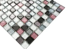 Ilcom Mosaïque en verre sur filet pour salle de bain ou cuisine 30 cm x 30 cm - Pink Floyd
