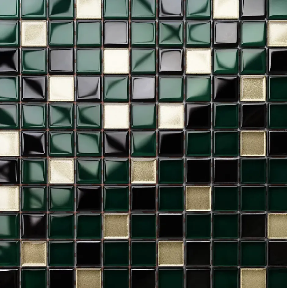 Mosaïque en verre sur filet pour salle de bain ou cuisine 30 cm x 30 cm - Green relax-Ilcom Discount