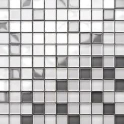 Ilcom Mosaïque en verre sur filet pour salle de bain ou cuisine 30 cm x 30 cm - White Pearls