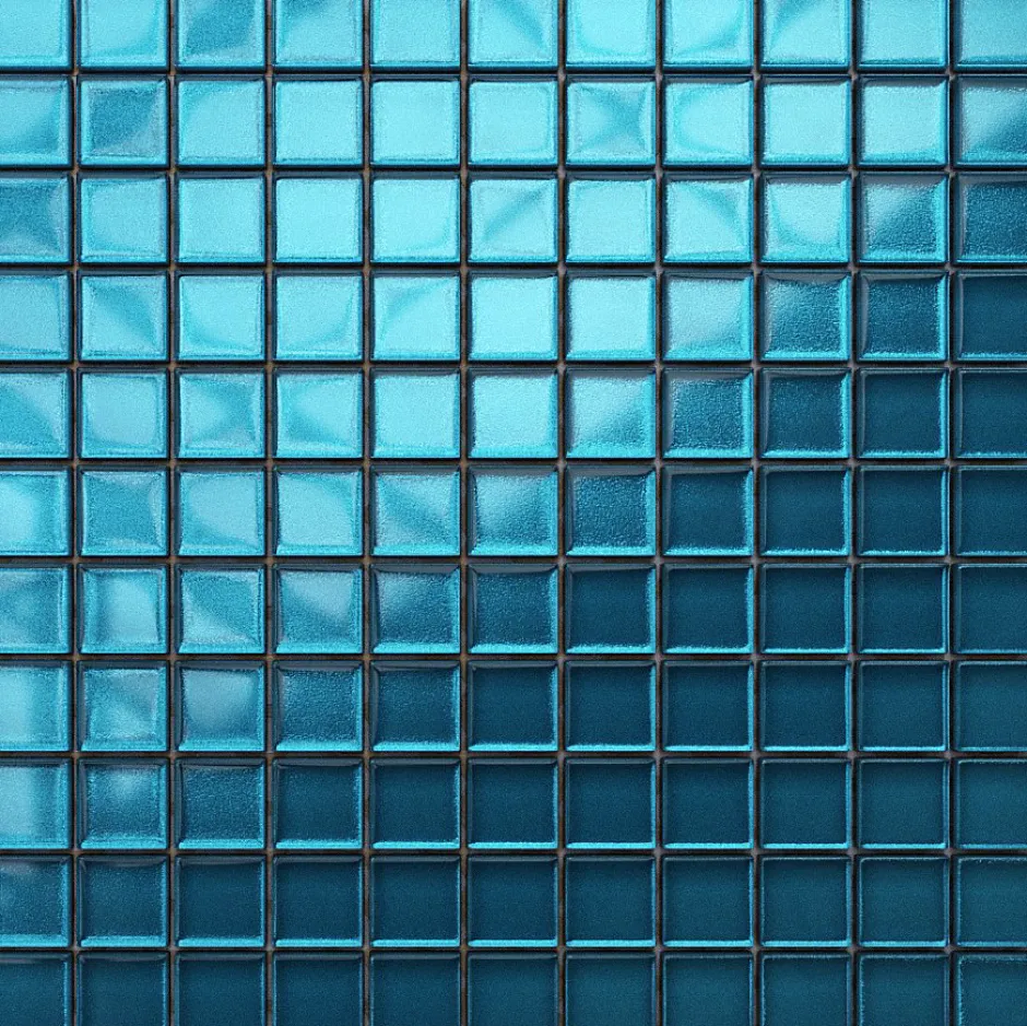 Mosaïque en verre sur filet pour salle de bain ou cuisine 30 cm x 30 cm -Blue metal-Ilcom New
