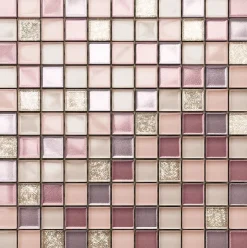 Mosaïque en verre sur filet pour salle de bain ou cuisine 30 cm x 30 cm - Flamingo-Ilcom Discount