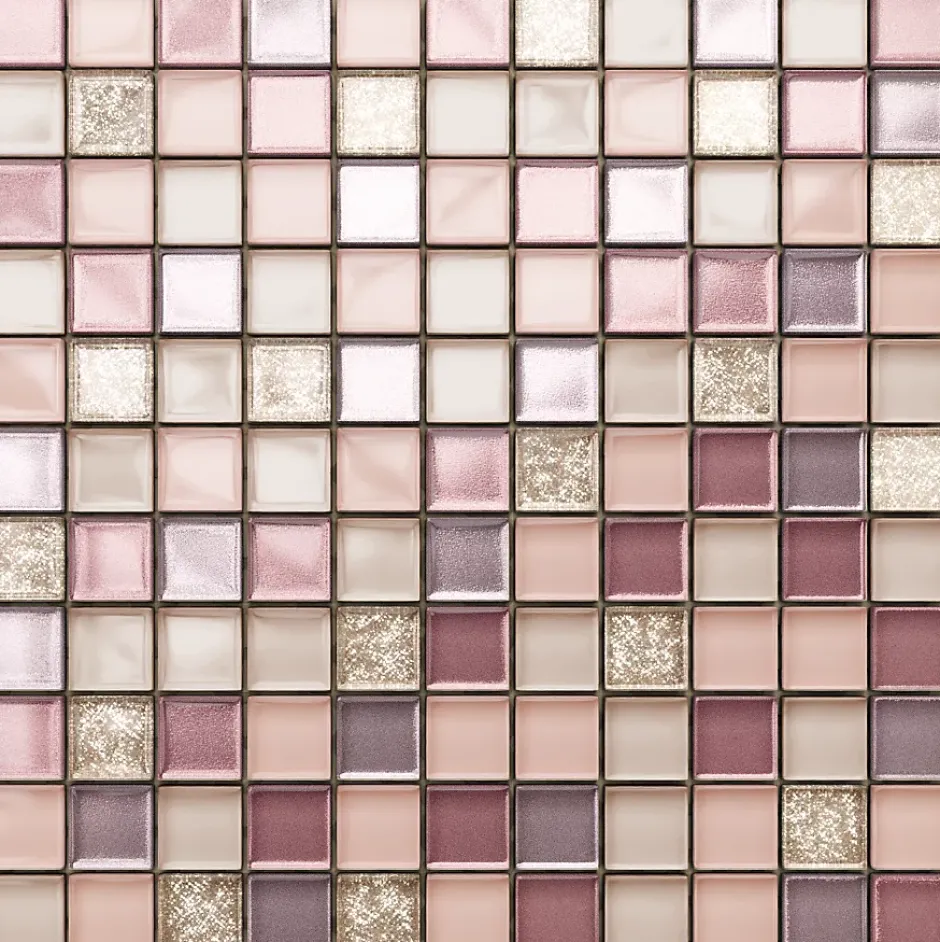 Mosaïque en verre sur filet pour salle de bain ou cuisine 30 cm x 30 cm - Flamingo-Ilcom Discount