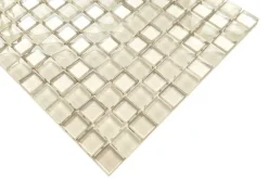 Ilcom Mosaïque en verre sur filet pour salle de bain ou cuisine 30 cm x 30 cm - Macchiato