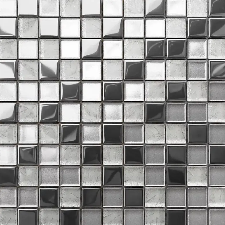 Mosaïque en verre sur filet pour salle de bain ou cuisine 30 cm x 30 cm - Crushed moon-Ilcom