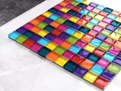 Ilcom Mosaïque en verre sur filet pour salle de bain ou cuisine 30 cm x 30 cm - Rainbow