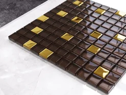 Ilcom Mosaïque en verre sur filet pour salle de bain ou cuisine 30 cm x 30 cm - Nemesis