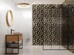 Ilcom Mosaïque en verre sur filet pour salle de bain et cuisine 24.7cm x 25.5cm - Gold Lava