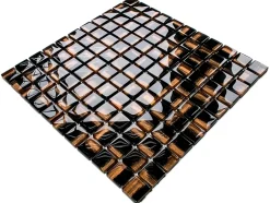 Ilcom Mosaïque en verre sur filet pour salle de bain ou cuisine 30 cm x 30 cm - Copper moon
