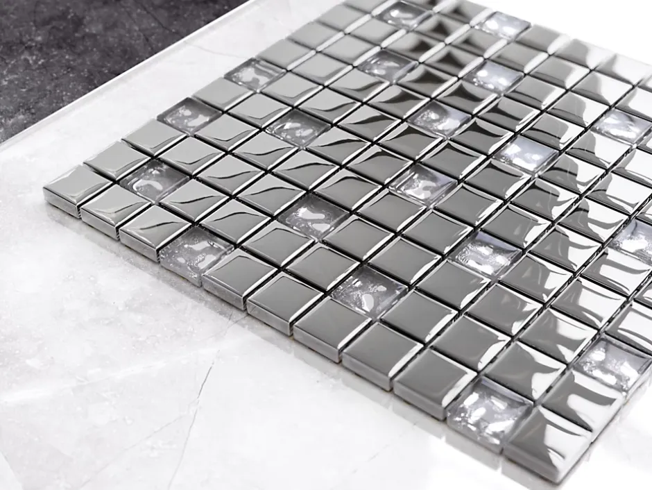 Mosaïque en verre sur filet pour salle de bain ou cuisine 30 cm x 30 cm - Selene-Ilcom Sale