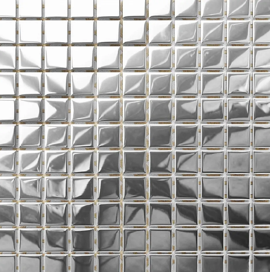 Mosaïque en verre sur filet pour salle de bain ou cuisine 30 cm x 30 cm - Pure silver-Ilcom Sale