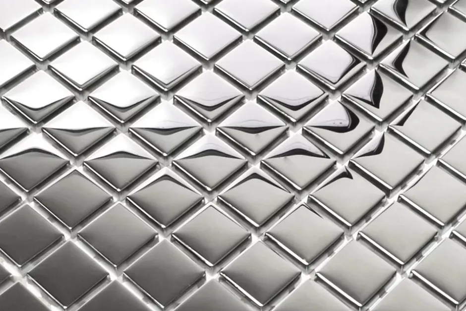 Mosaïque en verre sur filet pour salle de bain ou cuisine 30 cm x 30 cm - Pure silver-Ilcom Sale