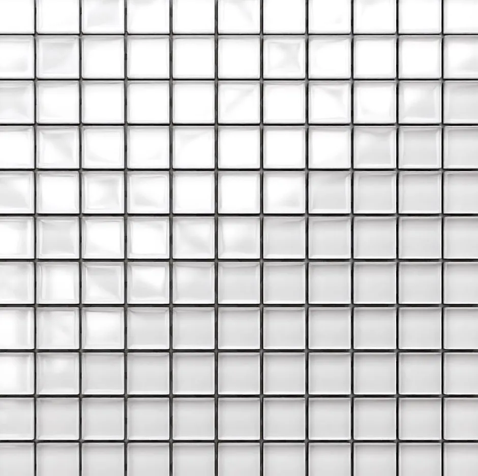 Mosaïque en verre sur filet pour salle de bain ou cuisine 30 cm x 30 cm - Perfect white-Ilcom Best