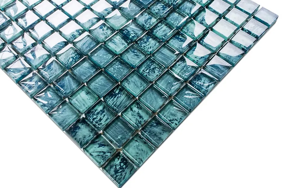 Ilcom Mosaïque en verre sur filet pour salle de bain ou cuisine 30 cm x 30 cm - Green eyes