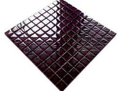 Ilcom Mosaïque en verre sur filet pour salle de bain ou cuisine 30 cm x 30 cm - Purple eggplant