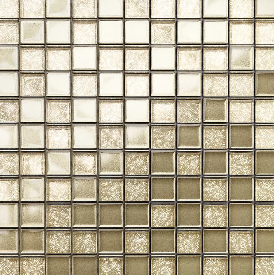 Mosaïque en verre sur filet pour salle de bain ou cuisine 30 cm x 30 cm - Golden sunshine-Ilcom New