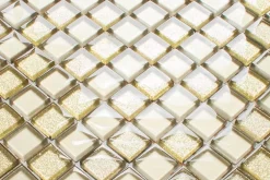Mosaïque en verre sur filet pour salle de bain ou cuisine 30 cm x 30 cm - Golden sunshine-Ilcom New