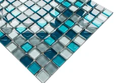 Mosaïque en verre sur filet pour salle de bain ou cuisine 30 cm x 30 cm - Deep lake-Ilcom