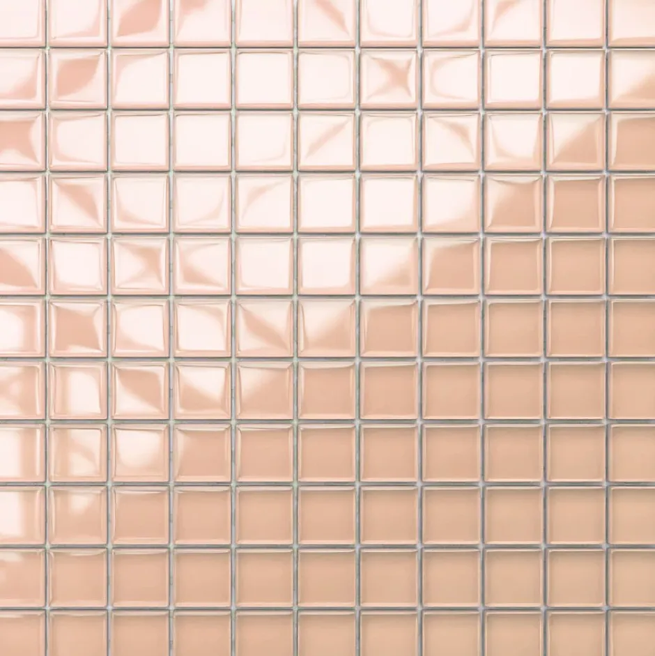 Ilcom Mosaïque en verre sur filet pour salle de bain ou cuisine 30 cm x 30 cm - Salmon