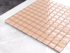 Ilcom Mosaïque en verre sur filet pour salle de bain ou cuisine 30 cm x 30 cm - Salmon