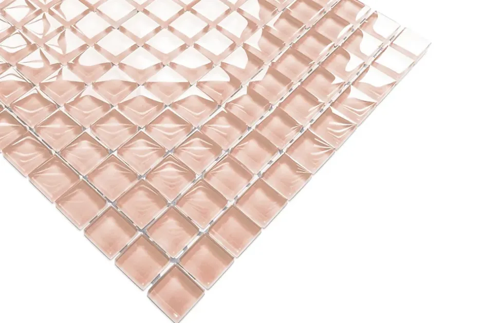 Ilcom Mosaïque en verre sur filet pour salle de bain ou cuisine 30 cm x 30 cm - Salmon
