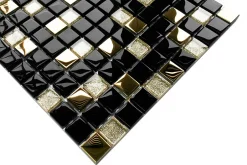 Ilcom Mosaïque en verre sur filet pour salle de bain ou cuisine 30 cm x 30 cm - Monte Carlo