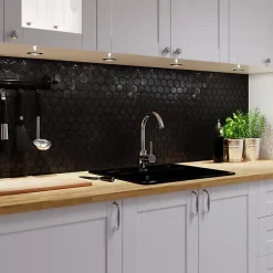 Ilcom Mosaïque en verre sur filet pour salle de bain et cuisine 24.7cm x 25.5cm - Crochet