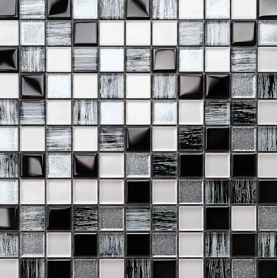 Mosaïque en verre sur filet pour salle de bain ou cuisine 30 cm x 30 cm - Pearl jam-Ilcom New