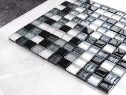 Mosaïque en verre sur filet pour salle de bain ou cuisine 30 cm x 30 cm - Pearl jam-Ilcom New