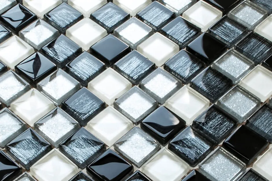 Mosaïque en verre sur filet pour salle de bain ou cuisine 30 cm x 30 cm - Pearl jam-Ilcom New