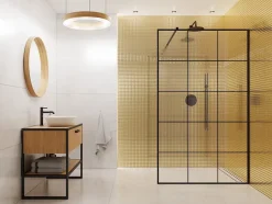 Ilcom Mosaïque en verre sur filet pour salle de bain ou cuisine 30 cm x 30 cm - Pure gold