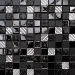 Mosaïque en verre sur filet pour salle de bain ou cuisine 30 cm x 30 cm -Starlight night-Ilcom