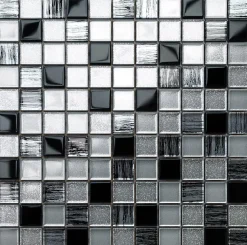 Mosaïque en verre sur filet pour salle de bain ou cuisine 30 cm x 30 cm - Black sabbath-Ilcom Sale