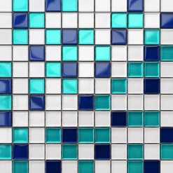 Ilcom Mosaïque en verre sur filet pour salle de bain ou cuisine 30 cm x 30 cm - Rio De Janeiro