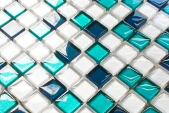 Ilcom Mosaïque en verre sur filet pour salle de bain ou cuisine 30 cm x 30 cm - Rio De Janeiro