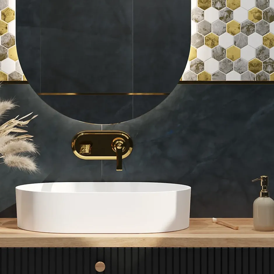 Ilcom Mosaïque en verre sur filet pour salle de bain et cuisine 30.3 cm x 30 cm - White Lava