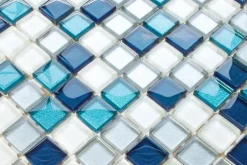Mosaïque en verre sur filet pour salle de bain ou cuisine 30 cm x 30 cm - Topaz-Ilcom Outlet