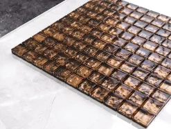 Mosaïque en verre sur filet pour salle de bain ou cuisine 30 cm x 30 cm - Baltic amber-Ilcom Discount